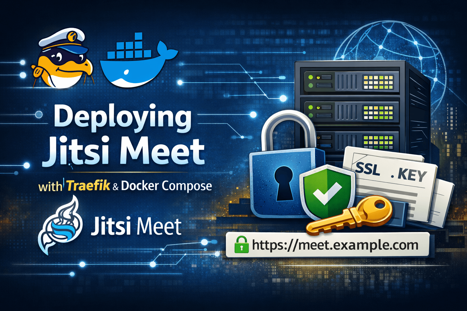 Deploying Jitsi Meet Behind Traefik with Docker Compose (Custom SSL PEM/KEY + Host Authentication)